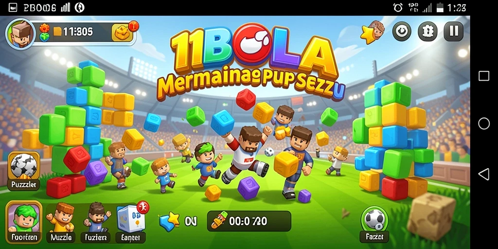 Tampilan menantang dari gameplay puzzle di 11BOLA.