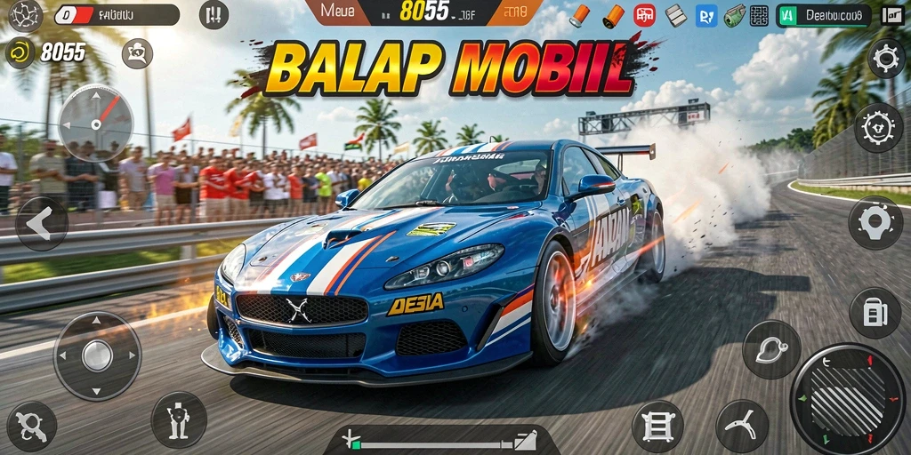 Screenshot gameplay balapan seru di 8055.