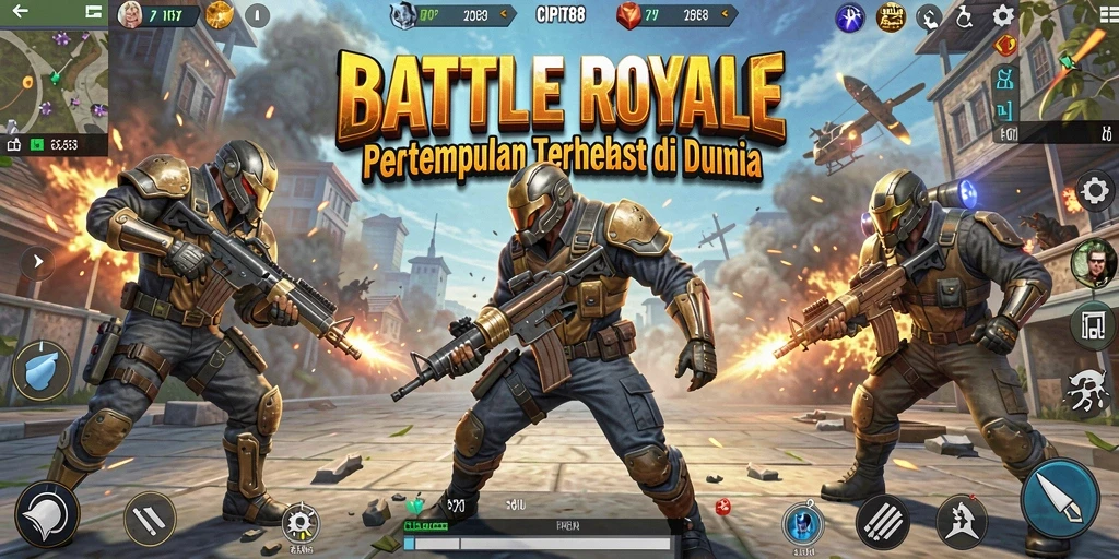 Tampilan aksi seru dalam permainan Battle Royale CIPIT88.