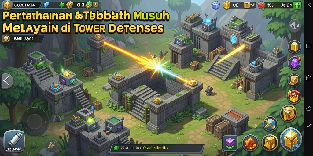 Screenshot GOBETASIA menampilkan aksi seru dalam permainan Tower Defense.