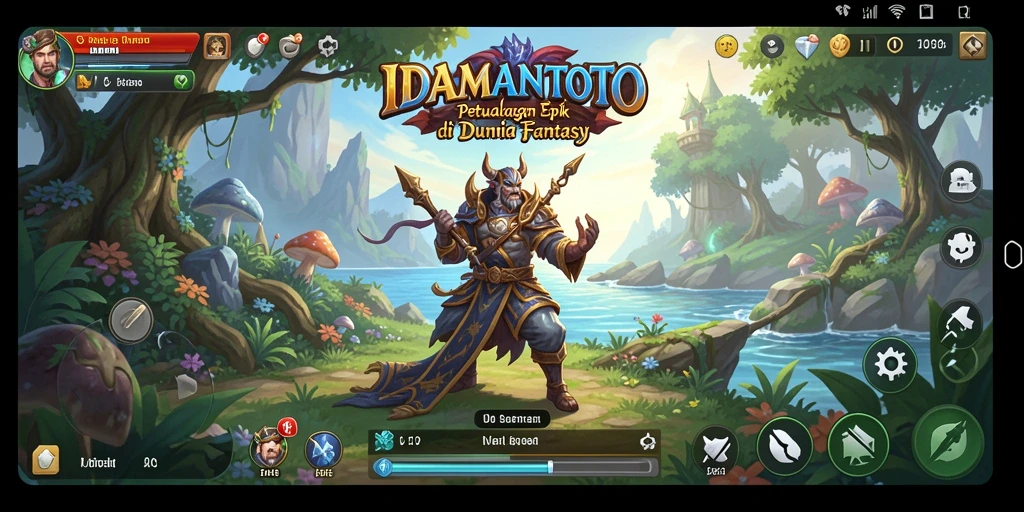 Tangkapan layar IDAMANTOTO menampilkan karakter bertarung melawan monster dalam suasana magis.