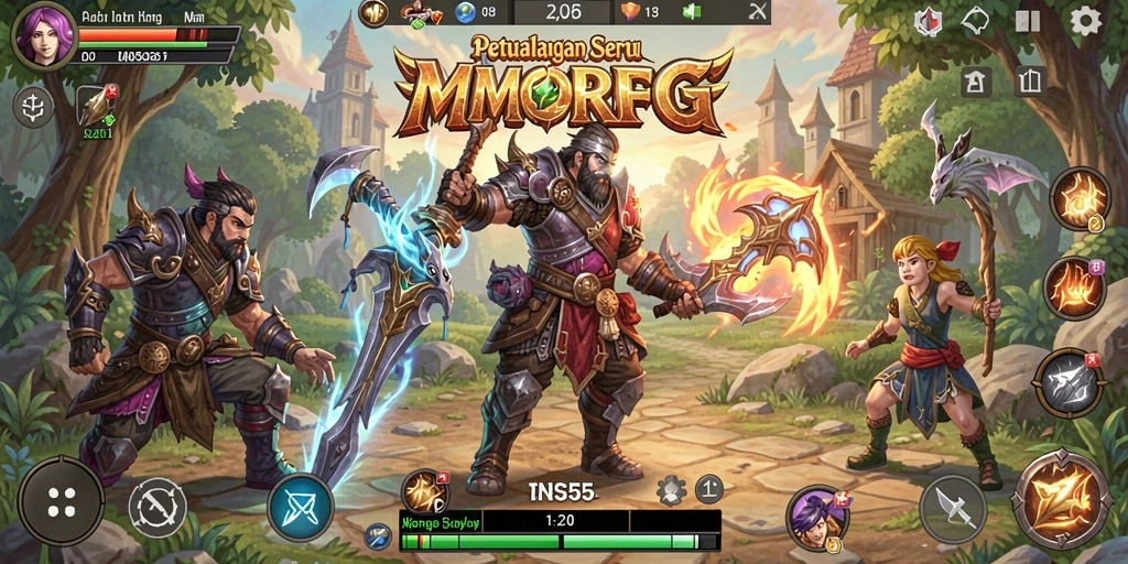 Tampilan gameplay epik di INS55 dengan pertarungan mendebarkan.