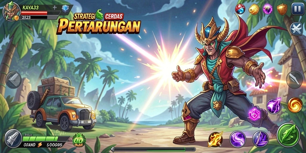 Tampilan gameplay KAYA33 menampilkan pertempuran strategi yang seru.