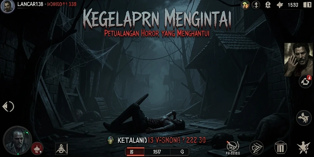 Screenshot gameplay LANCAR138 menampilkan suasana horor yang menegangkan.