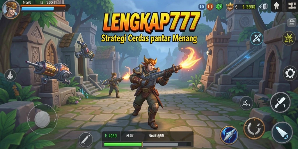 Screenshot gameplay LENGKAP777 menunjukkan pertempuran strategis yang menarik.