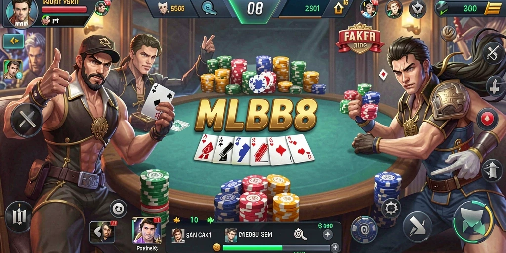 Tampilan menarik dari gameplay poker di MLBB8 yang menantang.