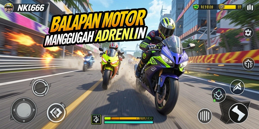 Tampilan seru dalam pertandingan balapan motor NK666.