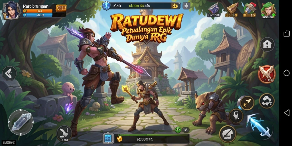 Screenshot gameplay <strong>RATUDEWI</strong> menampilkan pertarungan epik melawan monster.