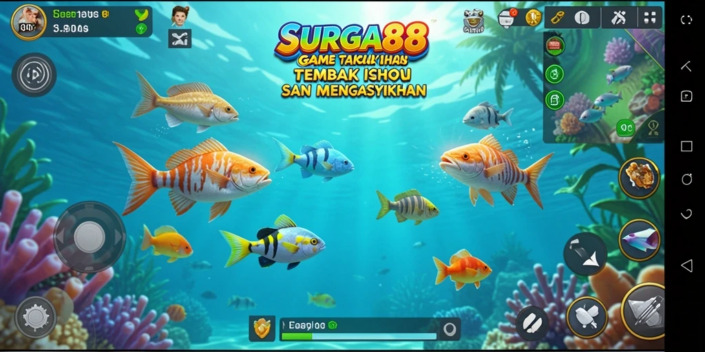 Tampilan menarik dari gameplay Tembak Ikan dalam SURGA88.