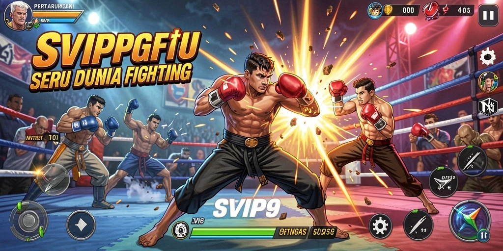 Screenshot gameplay SVIP9 menampilkan aksi pertarungan yang intens dan mendebarkan.
