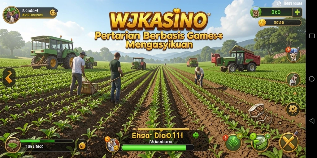 Tangkapan layar dari gameplay WJKASINO yang menunjukkan aktivitas bertani.