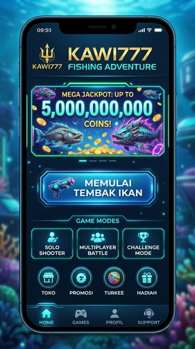 Tampilan utama aplikasi kawi777 yang sederhana dan menarik.